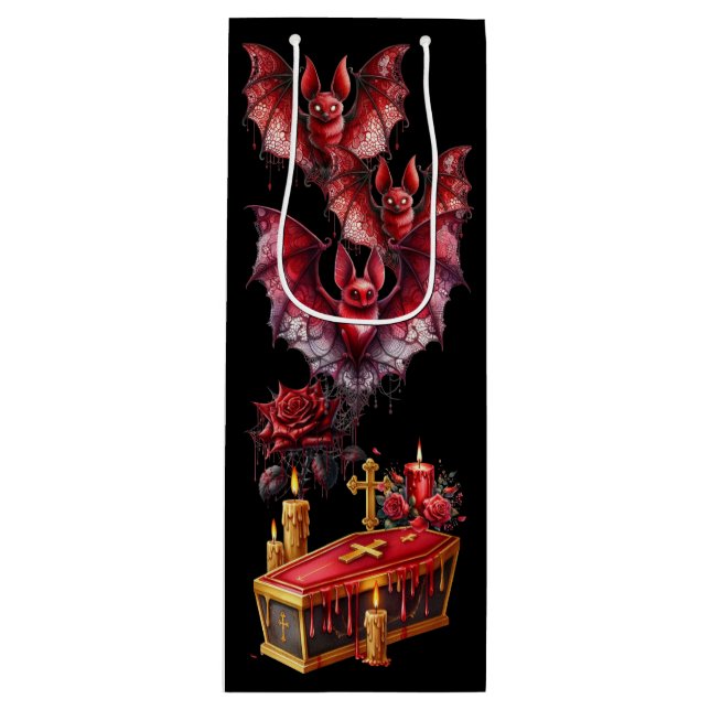 Sacola Para Vinho Morcegos Vampiros (Frente)