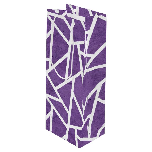 Sacola Para Vinho Mosaico roxo e branco (Frente inclinada)