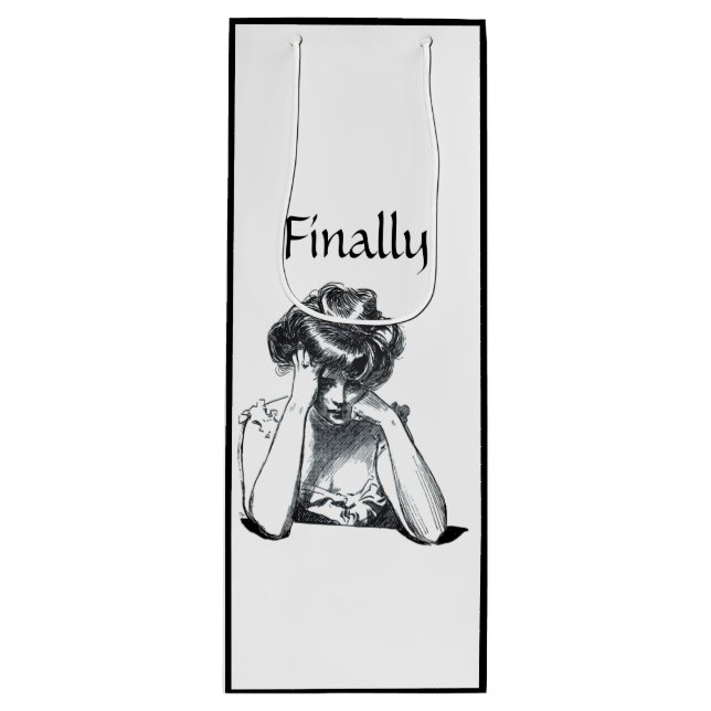 Sacola Para Vinho Mulher vitoriana gibson garota Eu preciso de uma b (Frente)