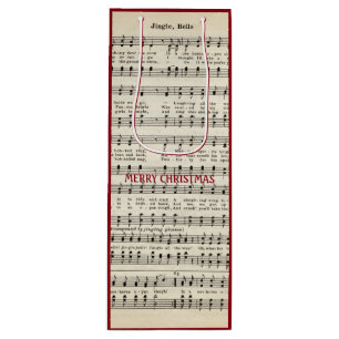 Sacola Para Vinho Música de Natal, Jingle Bells Gift Bag