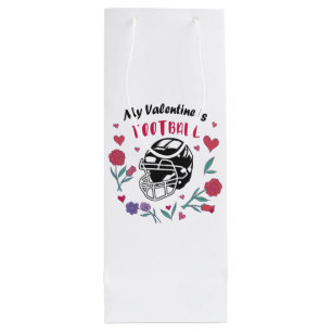 Sacola Para Vinho My Valentine is Football Business Card Napkins T-S
