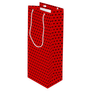 Sacola Para Vinho Na moda Black Hearts Pattern On Beautiful Red