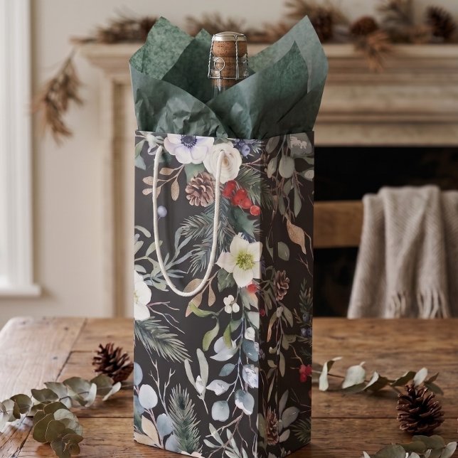Sacola Para Vinho Natal Botânico Alegre Personalizado (Joyful Botanical Christmas Personalized Wine Gift Bag
by Ricaso - gift in style this holiday season)