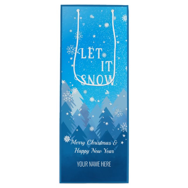 Sacola Para Vinho Natal da Floresta Pacífica de Neve Branca Azul Ano (Frente)
