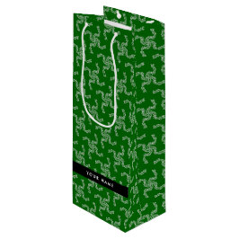 Sacola Para Vinho Natal Garland, Verde, Seu nome, Personalize