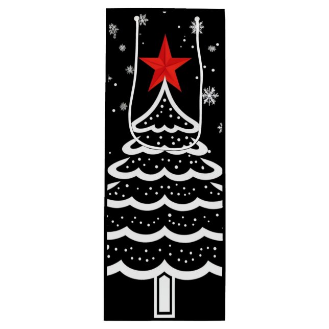 Sacola Para Vinho Natal preto e vermelho (Frente)