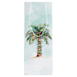 Sacola Para Vinho Natal Simples de Praia com Palmeira