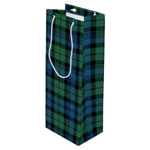 Sacola Para Vinho Natal Tartan Clan Campbell Green Xadrez Azul