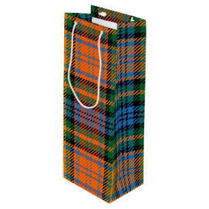 Sacola Para Vinho Natal Tartan Clan Murray Xadrez Laranja