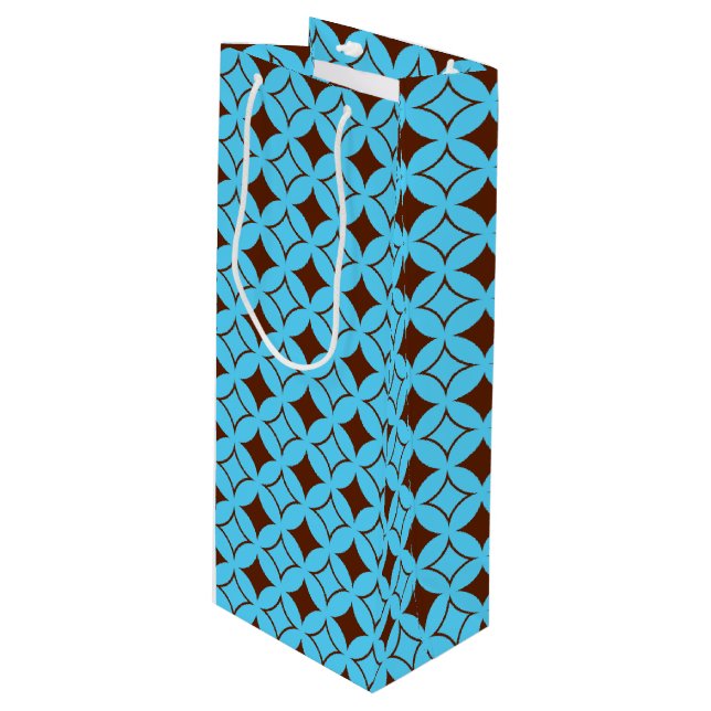Sacola Para Vinho Navio azul e marrom (Frente inclinada)