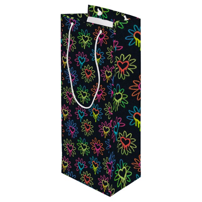 Sacola Para Vinho Neon Drivers Heart and Daisy Gift Bag (Verso inclinado)