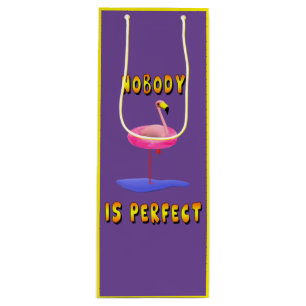 Sacola Para Vinho Ninguém é perfeito - flamingo com anel de natação