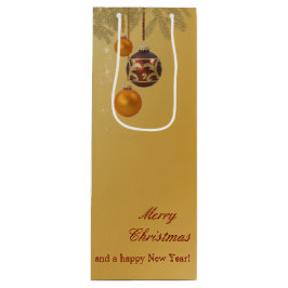 Sacola Para Vinho Nobre Natal Dourado Elegante