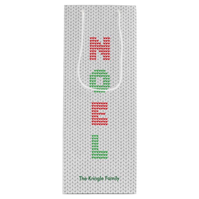 Sacola Para Vinho Noel Typografia Christmas Sweater (Frente)