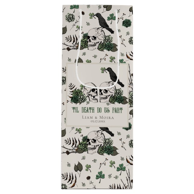 Sacola Para Vinho Noiva Irlandesa Dia de São Patrício Flores Cimaçõe (Frente)