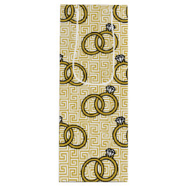 Sacola Para Vinho Noivado Grego Chave Casamento - Dourado e Branco