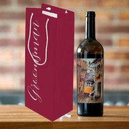 Sacola Para Vinho Noivo Casamento Letra Estilizada Vermelho Vinho