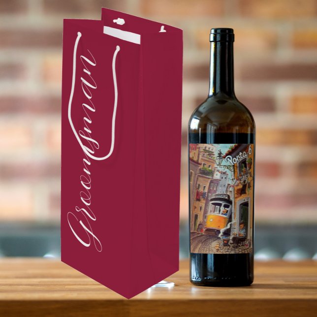 Sacola Para Vinho Noivo Casamento Letra Estilizada Vermelho Vinho (In Situ)