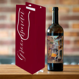 Sacola Para Vinho Noivo de Casamento em Letra Estilizada Vermelha Cr
