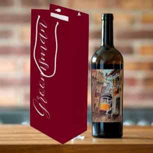 Sacola Para Vinho Noivo de Casamento em Letra Estilizada Vermelha Cr