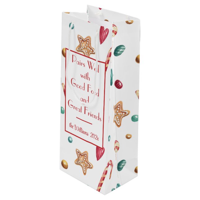 Sacola Para Vinho Nome, Doces e Doces, Férias de inverno de Natal (Frente inclinada)