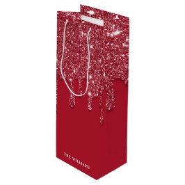 Sacola Para Vinho Nome Personalizado de Drivers de Glitter Vermelho