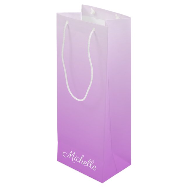 Sacola Para Vinho Nome personalizado Lilac roxo ombre (Verso inclinado)