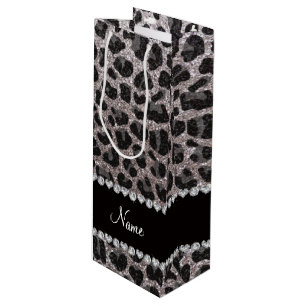 Sacola Para Vinho Nome personalizado manchas-leopardo-da-relva