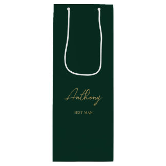 Sacola Para Vinho Nome Personalizado Verde e Dourado Festa de Casame