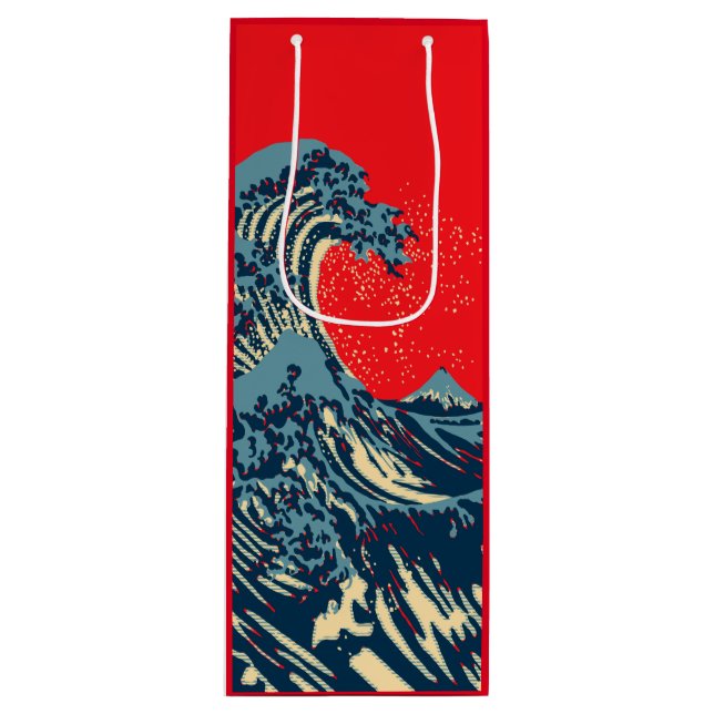 Sacola Para Vinho O Excelente de Pop Hokusai Wave (Frente)
