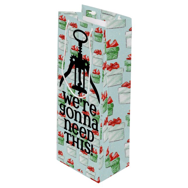 Sacola Para Vinho O Natal Vai Precisar Disso" Bolas De Presente De V (Frente inclinada)