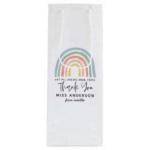 Sacola Para Vinho Obrigado de professor de arco-íris de cor d'água m