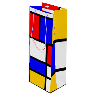 Sacola Para Vinho Ofereçam a arte moderna estilo Mondrian