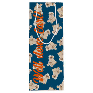 Sacola Para Vinho Oodles De Poodles (Branco sobre Azul) Personalizad