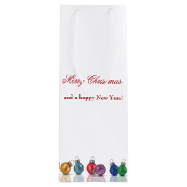 Sacola Para Vinho Ornamentos Coloridos de Glitter de Natal