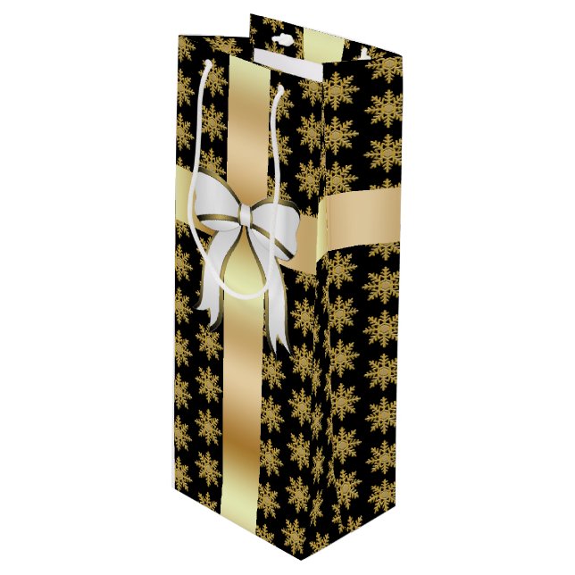Sacola Para Vinho Ouro Snowflake Wine Gift Bag (Frente inclinada)