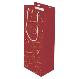 Sacola Para Vinho Ouro Vermelho Moderno 50 Aniversário Fabuloso