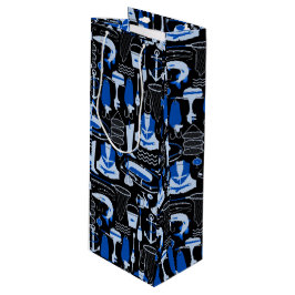 Sacola Para Vinho Padrão Azul de Pesca Desaparecido