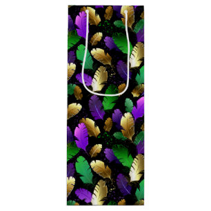 Sacola Para Vinho Padrão contínuo com penas de Mardi Gras