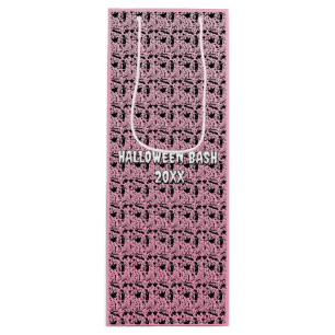 Sacola Para Vinho Padrão Cor-de-Rosa de Fantasmas Assustadores para