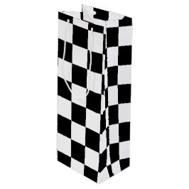 Sacola Para Vinho Padrão de Bandeira Xadrez Preto e Branco Legal