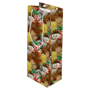 Sacola Para Vinho Padrão de Biscoitos de Natal Festivos