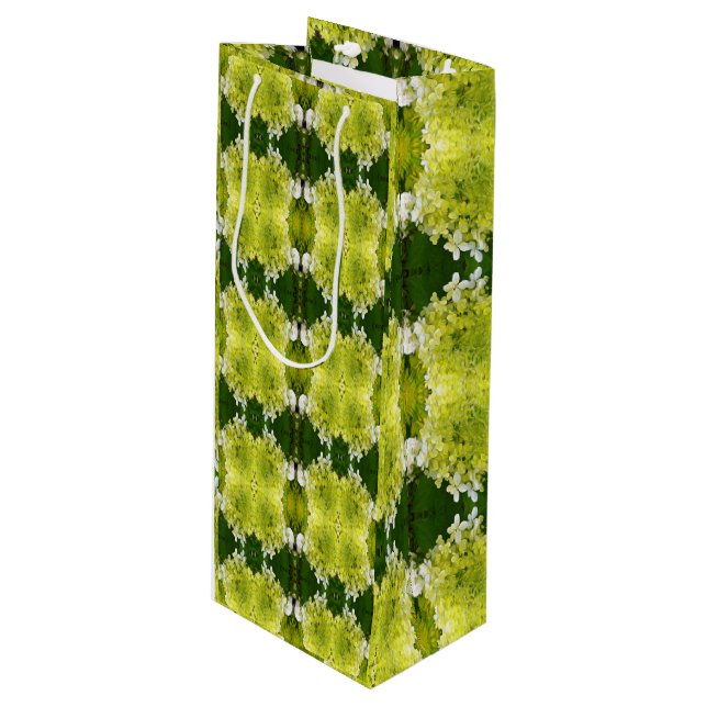 Sacola Para Vinho Padrão de Blooms de Abstrato Verde Chartreuse (Frente inclinada)