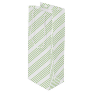 Sacola Para Vinho Padrão de cinco faixas verde-claro e branco
