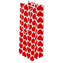 Sacola Para Vinho Padrão de Coração Vermelho, Romântico, Amor