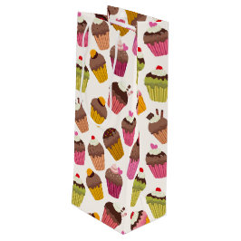 Sacola Para Vinho Padrão de cupcake, Padrão de Muffin, Chocolate, Co