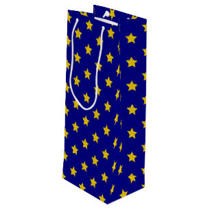 Sacola Para Vinho Padrão de estrelas Douradas, Marinho azul, exclusi