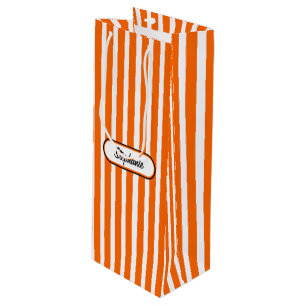 Sacola Para Vinho Padrão de Faixa Laranja Personalizado