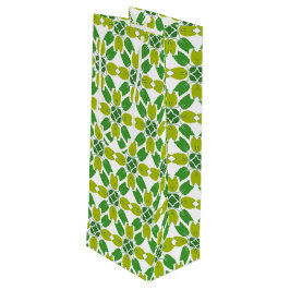 Sacola Para Vinho Padrão de Folhas, Padrão de Folhagens, Folhas Verd