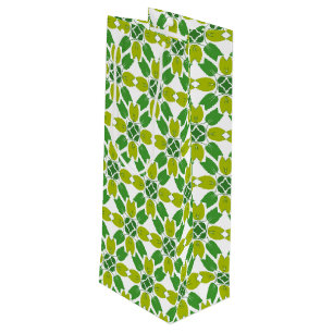Sacola Para Vinho Padrão de Folhas, Padrão de Folhagens, Folhas Verd